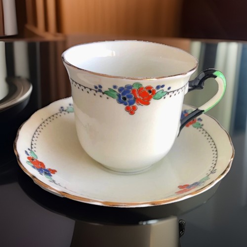 Tuscan plant art deco teacup - tuscan,